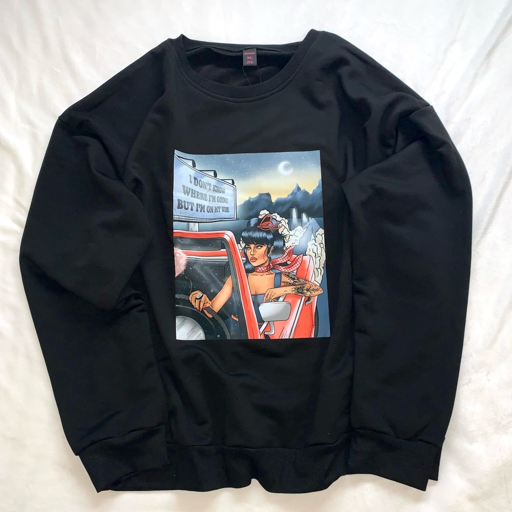 ROMWE X Ashley Baxter Cartoon Graphic Sweatshirt